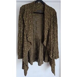 Ann Ferriday Open Cardigan One Size Green Floral Lace Bohemian Romantic